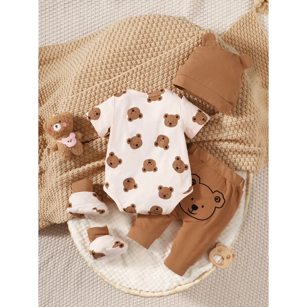 0-9-Months-Newborn-Baby-Boy-4PCS-Clothing-Set-Bear-Print-Short-Sleeve-Bodysuit-Pants-Hat-4
