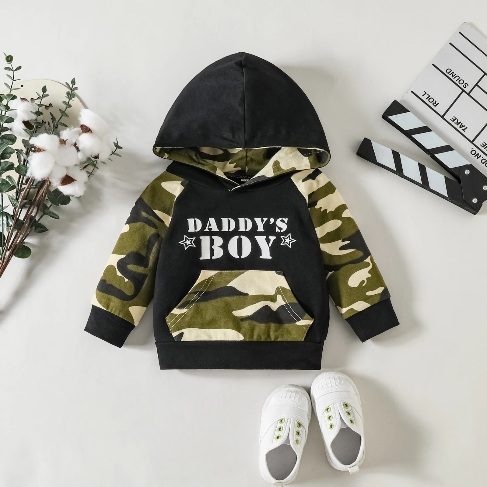 Baby-Boys-New-Army-Green-Camouflage-Letter-Print-Hooded-Long-Sleeve-Top-Trousers-Two-piece-Set-1