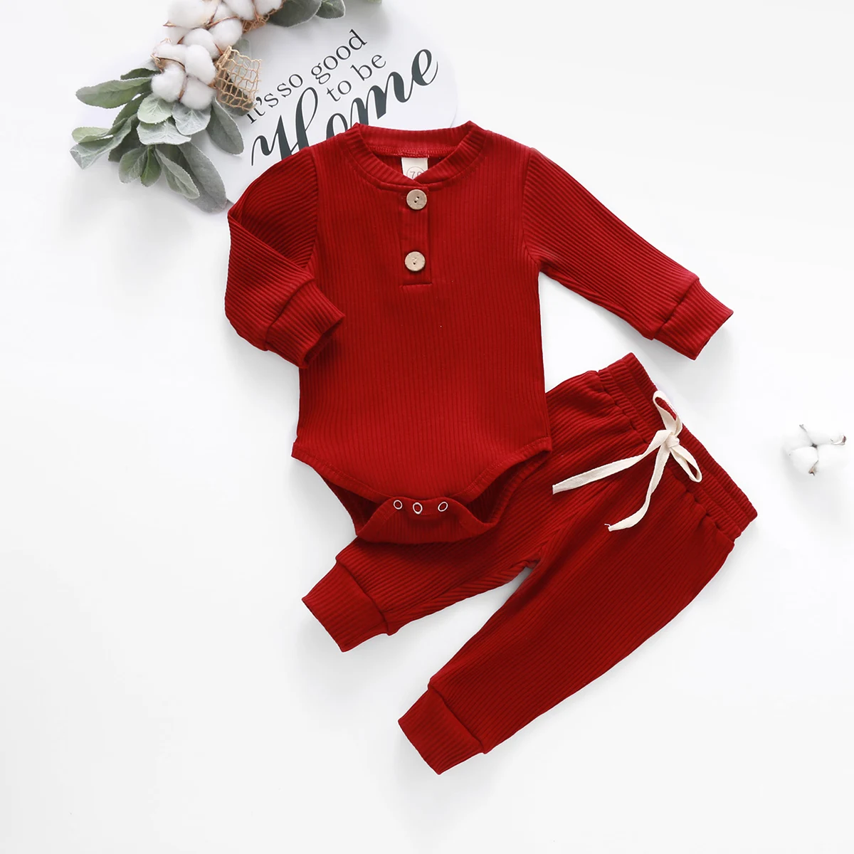 Infant-Newborn-Baby-Girl-Boy-Spring-Autumn-Ribbed-Plaid-Solid-Clothes-Sets-Long-Sleeve-Bodysuits-Elastic-1